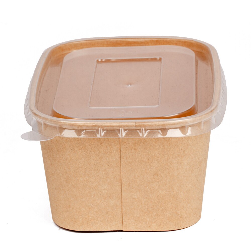 1000ml Rectangular Kraft Dessert and Deli Container x 300 Case